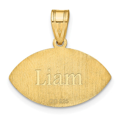 Gold Plated Sterling Silver/Gold Personalized Football Pendant