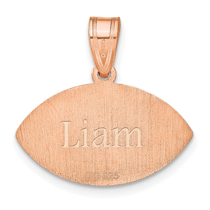 Rose Plated Sterling Silver/Rose Personalized Football Pendant