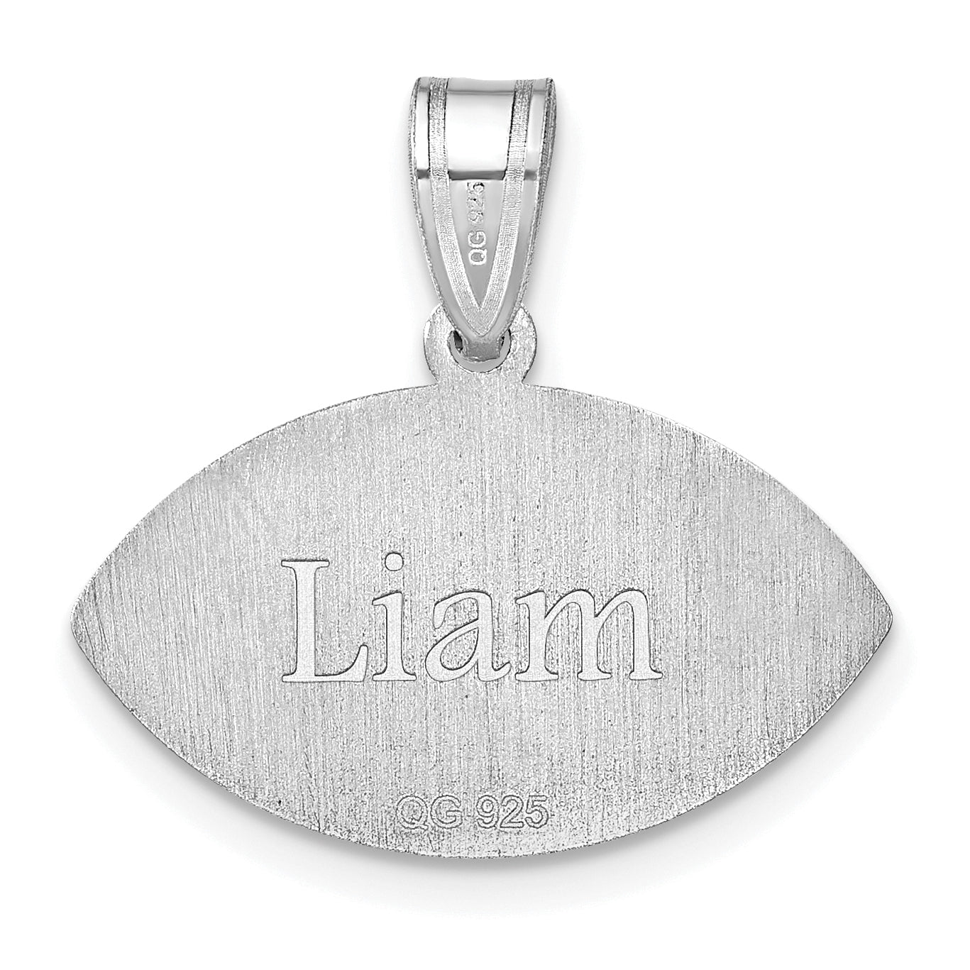 14K White Gold Personalized Football Pendant