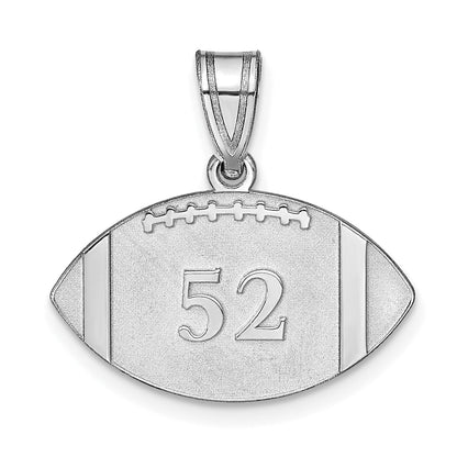 Sterling Silver Silver/Rhodium Plated Personalized Football Pendant