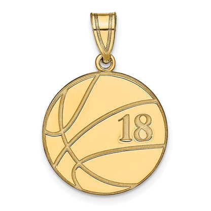 14K Yellow Gold Personalized Basketball Pendant