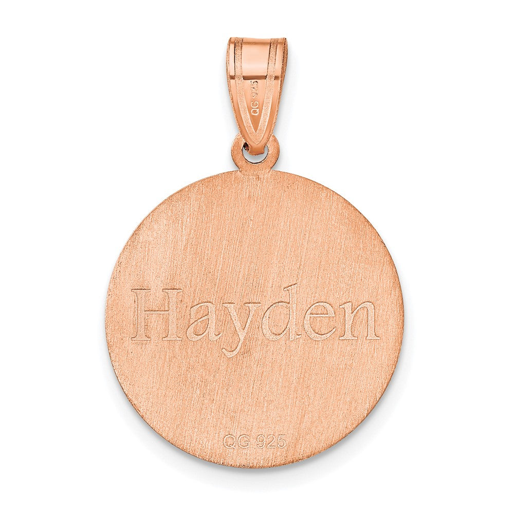Rose Plated Sterling Silver/Rose Personalized Basketball Pendant