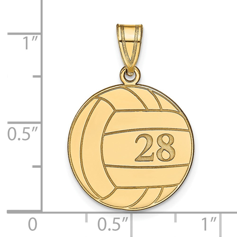 Gold Plated Sterling Silver/Gold Personalized Volleyball Pendant