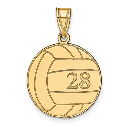 Gold Plated Sterling Silver/Gold Personalized Volleyball Pendant