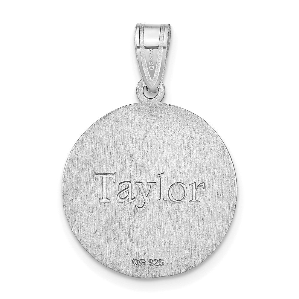 Sterling Silver Silver/Rhodium Plated Personalized Volleyball Pendant