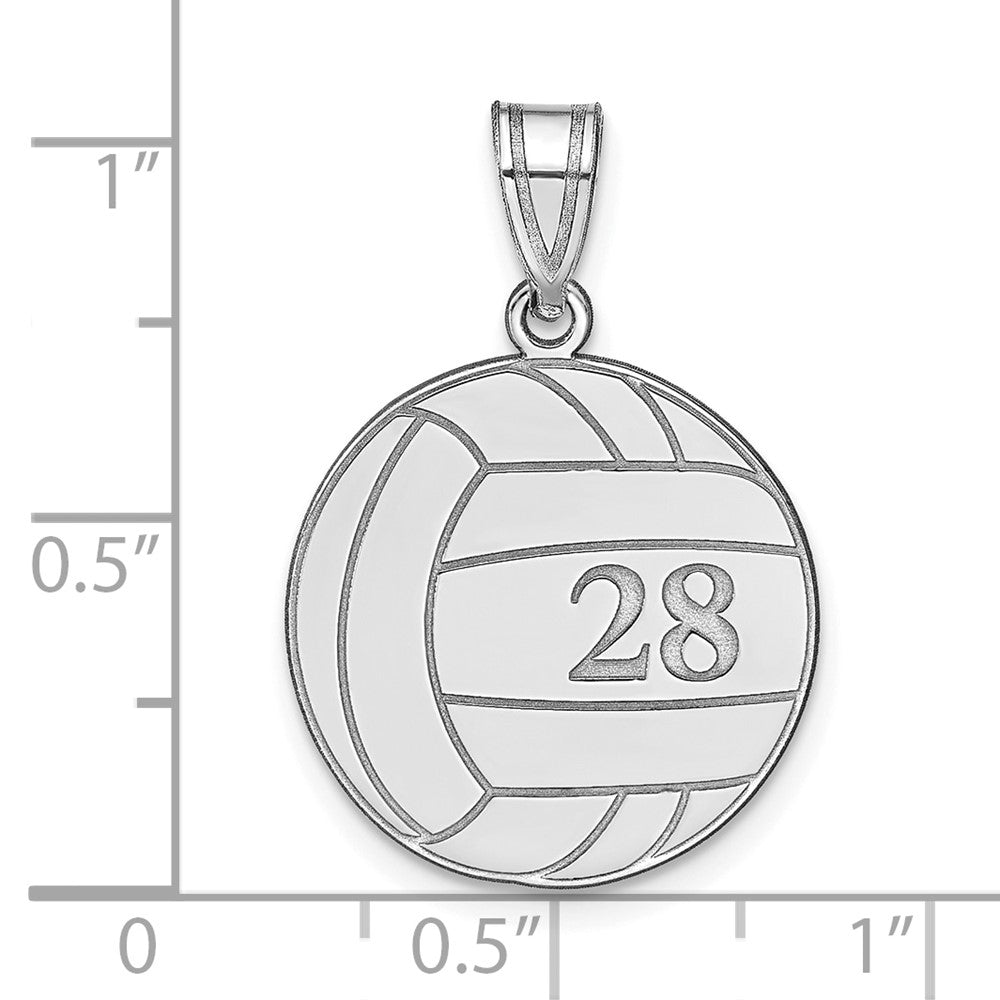 Sterling Silver Silver/Rhodium Plated Personalized Volleyball Pendant