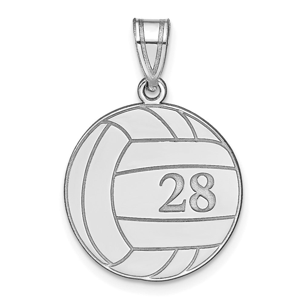 Sterling Silver Silver/Rhodium Plated Personalized Volleyball Pendant