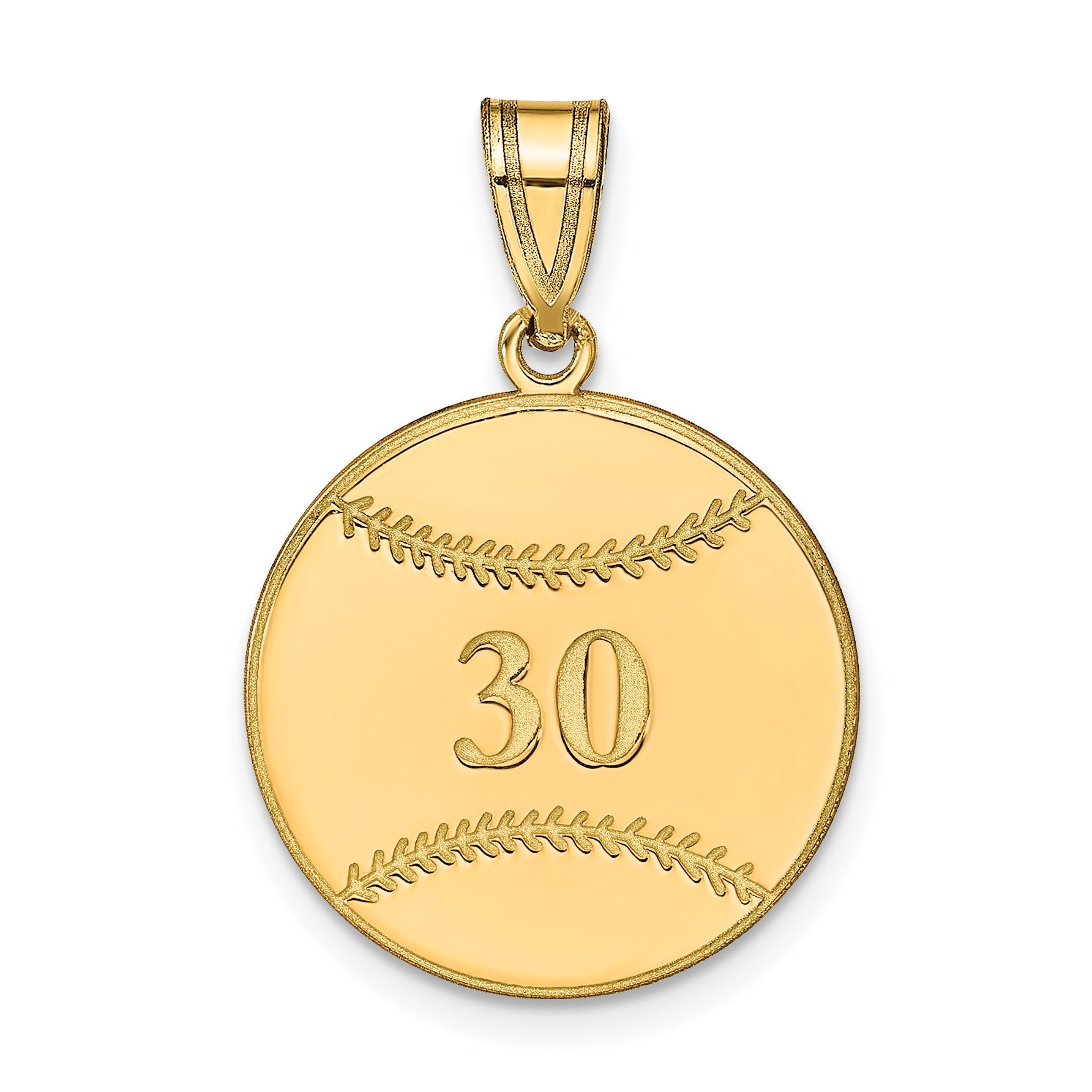 14K Yellow Gold Personalized Baseball Pendant