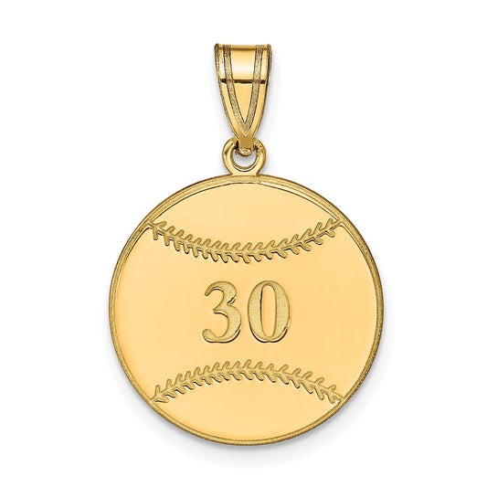 14K Yellow Gold Personalized Baseball Pendant