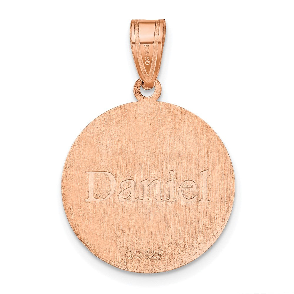 Rose Plated Sterling Silver/Rose Personalized Baseball Pendant