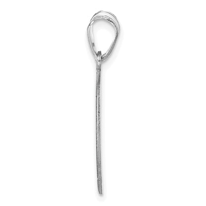 Sterling Silver Silver/Rhodium Plated Personalized Baseball Pendant