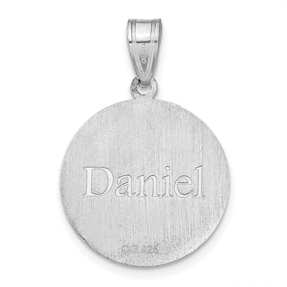 Sterling Silver Silver/Rhodium Plated Personalized Baseball Pendant