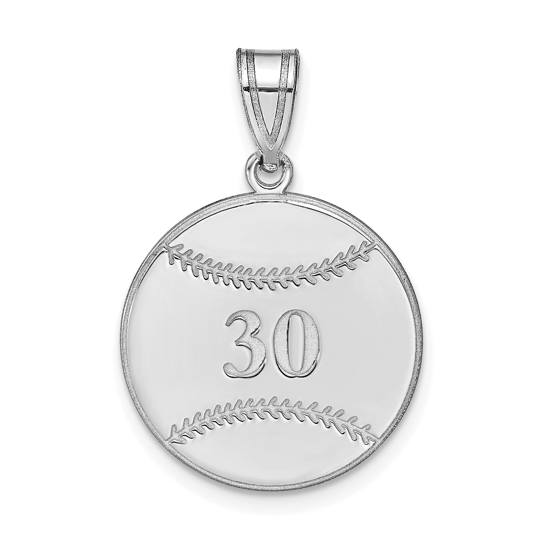 14K White Gold Personalized Baseball Pendant