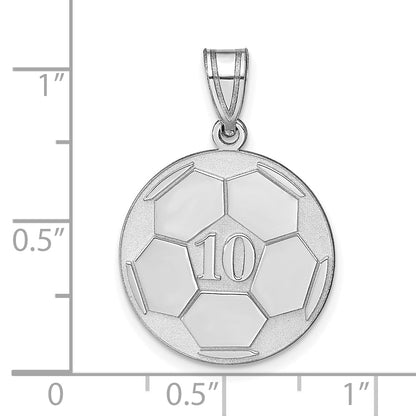 Sterling Silver Silver/Rhodium Plated Personalized Soccer Pendant