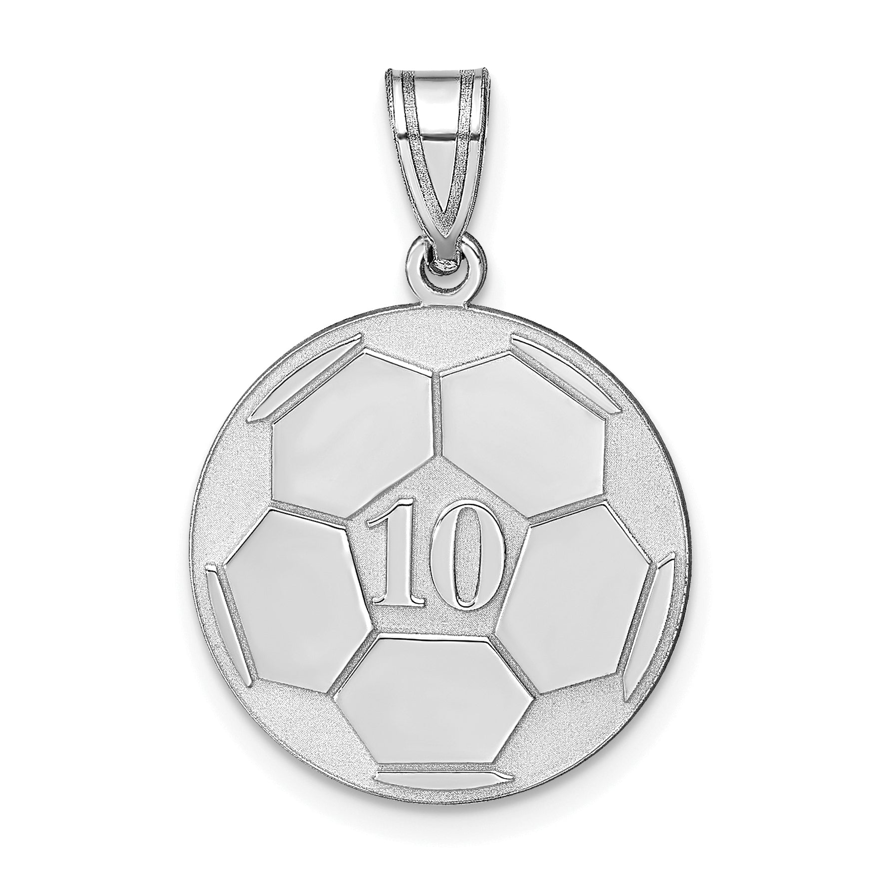 Sterling Silver Silver/Rhodium Plated Personalized Soccer Pendant