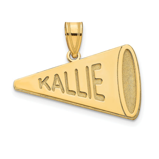 14K Yellow Gold Personalized Megaphone Pendant