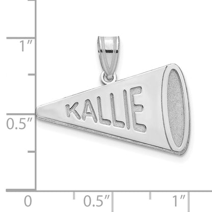 14K White Gold Personalized Megaphone Pendant