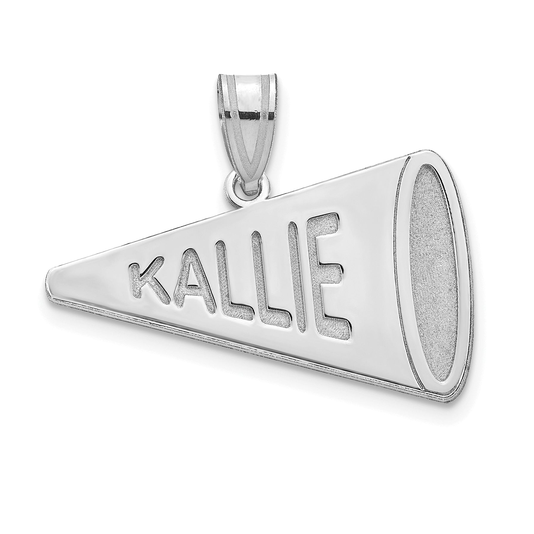 14K White Gold Personalized Megaphone Pendant