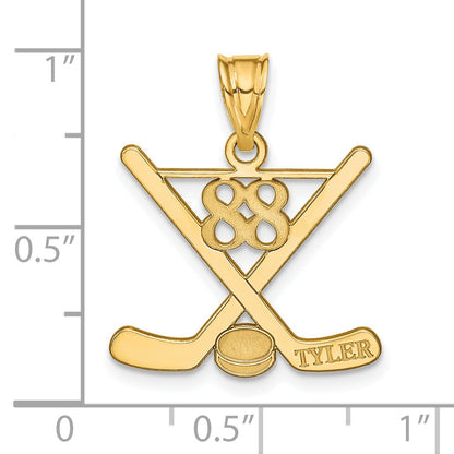 14K Yellow Gold Personalized Hockey Pendant