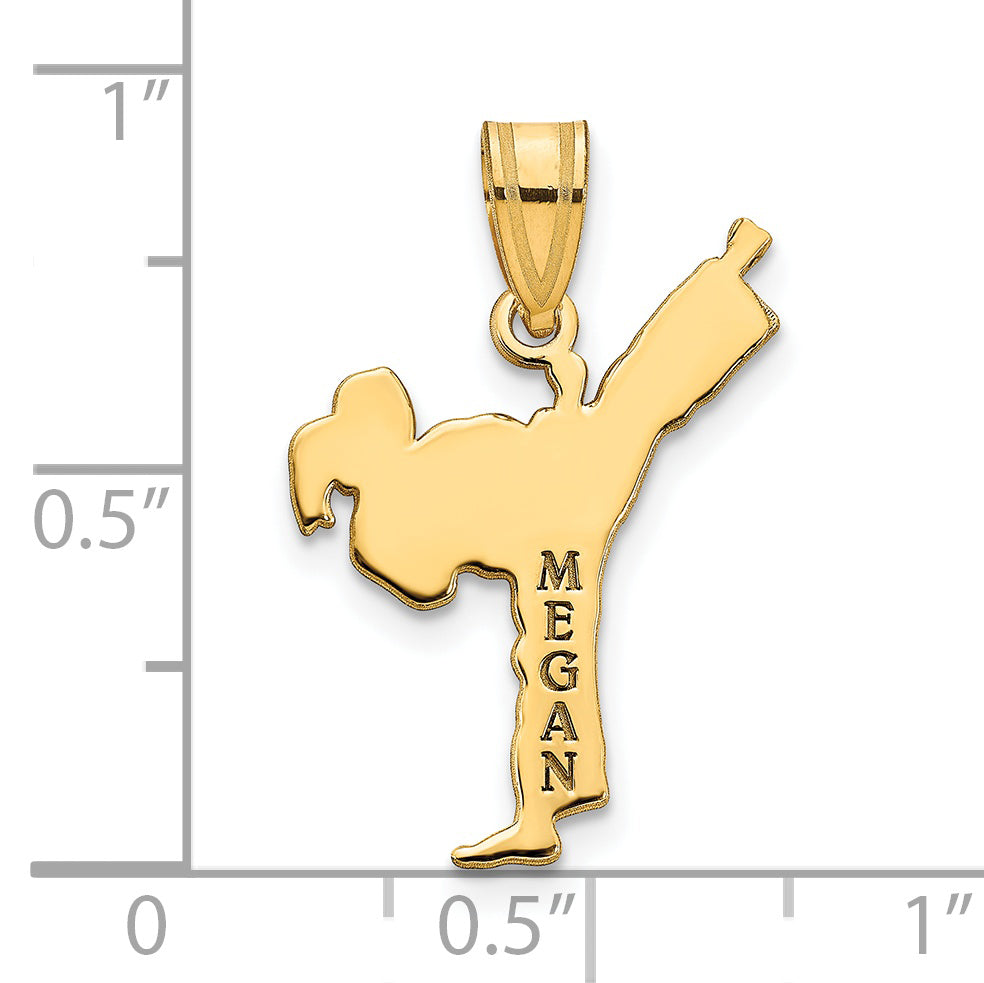 Gold Plated Sterling Silver/Gold Personalized Girl Karate Pendant