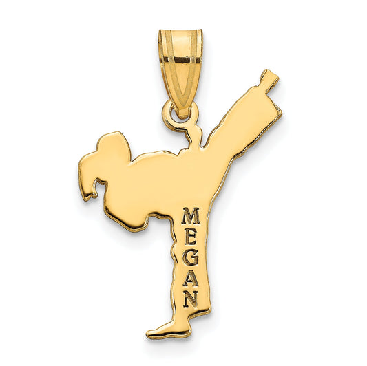 Gold Plated Sterling Silver/Gold Personalized Girl Karate Pendant