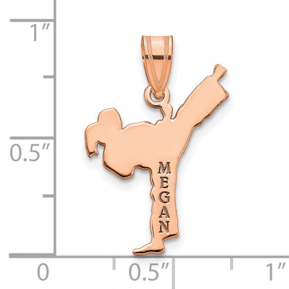Rose Plated Sterling Silver/Rose Personalized Girl Karate Pendant