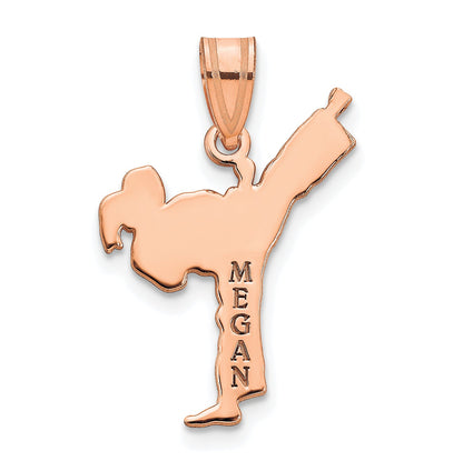 Rose Plated Sterling Silver/Rose Personalized Girl Karate Pendant