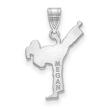 14K White Gold Personalized Girl Karate Pendant