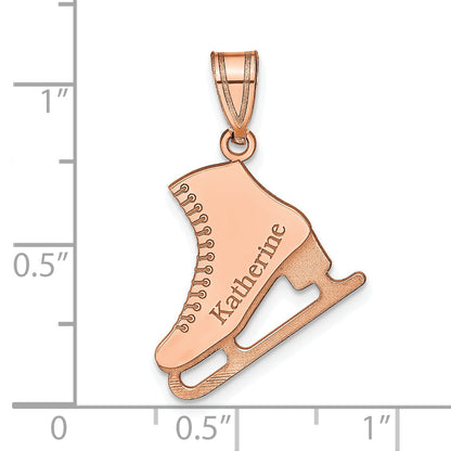 Rose Plated Sterling Silver/Rose Personalized Ice Skate Pendant