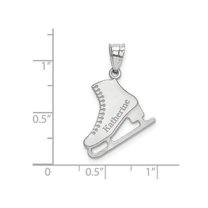 14K White Gold Personalized Ice Skate Pendant