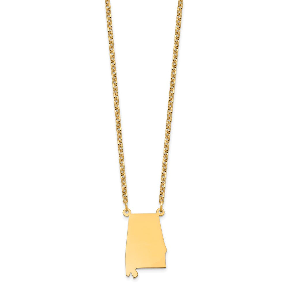 Gold Plated Sterling Silver/Gold Alabama State Necklace