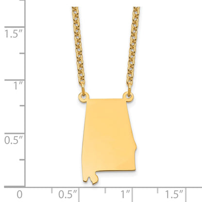 Gold Plated Sterling Silver/Gold Alabama State Necklace