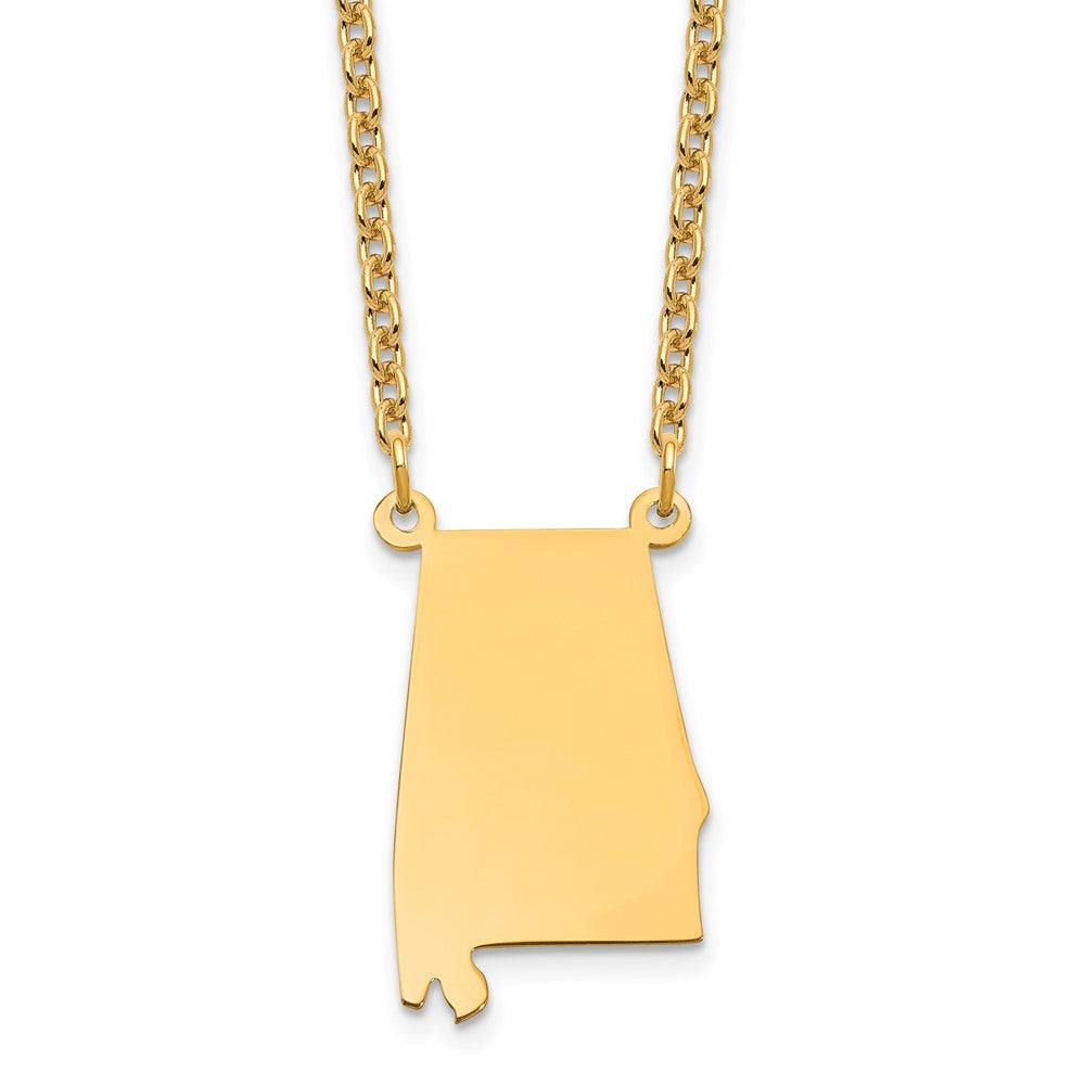 Gold Plated Sterling Silver/Gold Alabama State Necklace