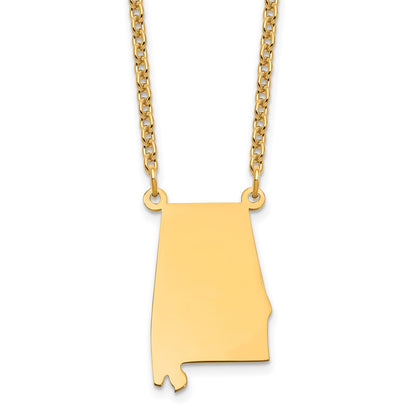 Gold Plated Sterling Silver/Gold Alabama State Necklace