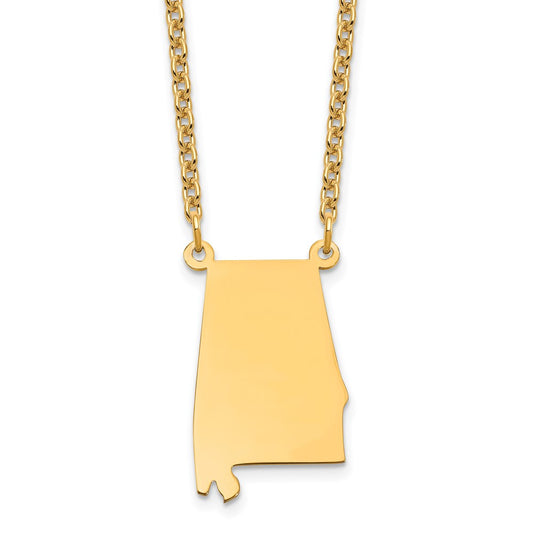 Gold Plated Sterling Silver/Gold Alabama State Necklace