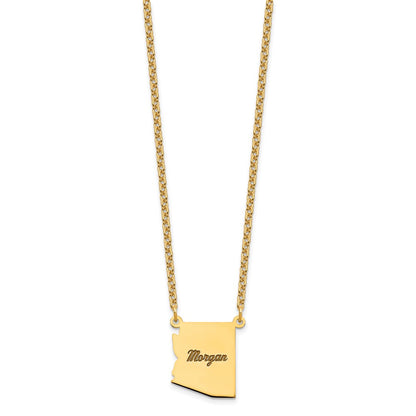 Gold Plated Sterling Silver/Gold Arizona State Necklace