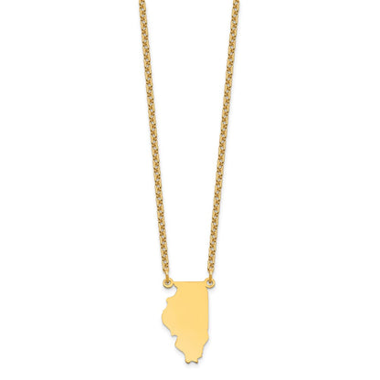Gold Plated Sterling Silver/Gold Illinois State Necklace