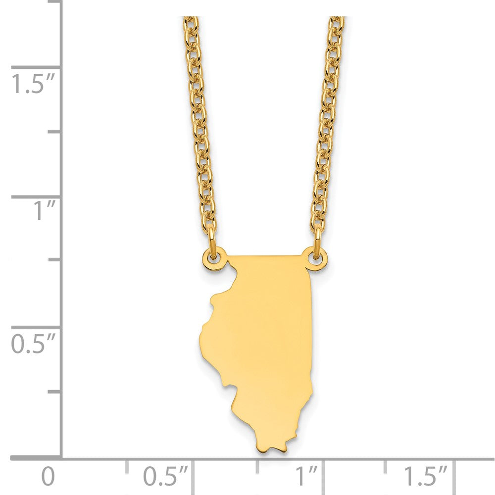 Gold Plated Sterling Silver/Gold Illinois State Necklace