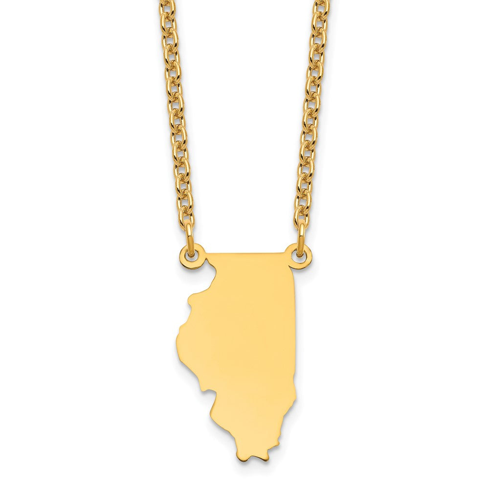 Gold Plated Sterling Silver/Gold Illinois State Necklace