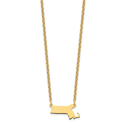 Gold Plated Sterling Silver/Gold Massachusetts State Necklace