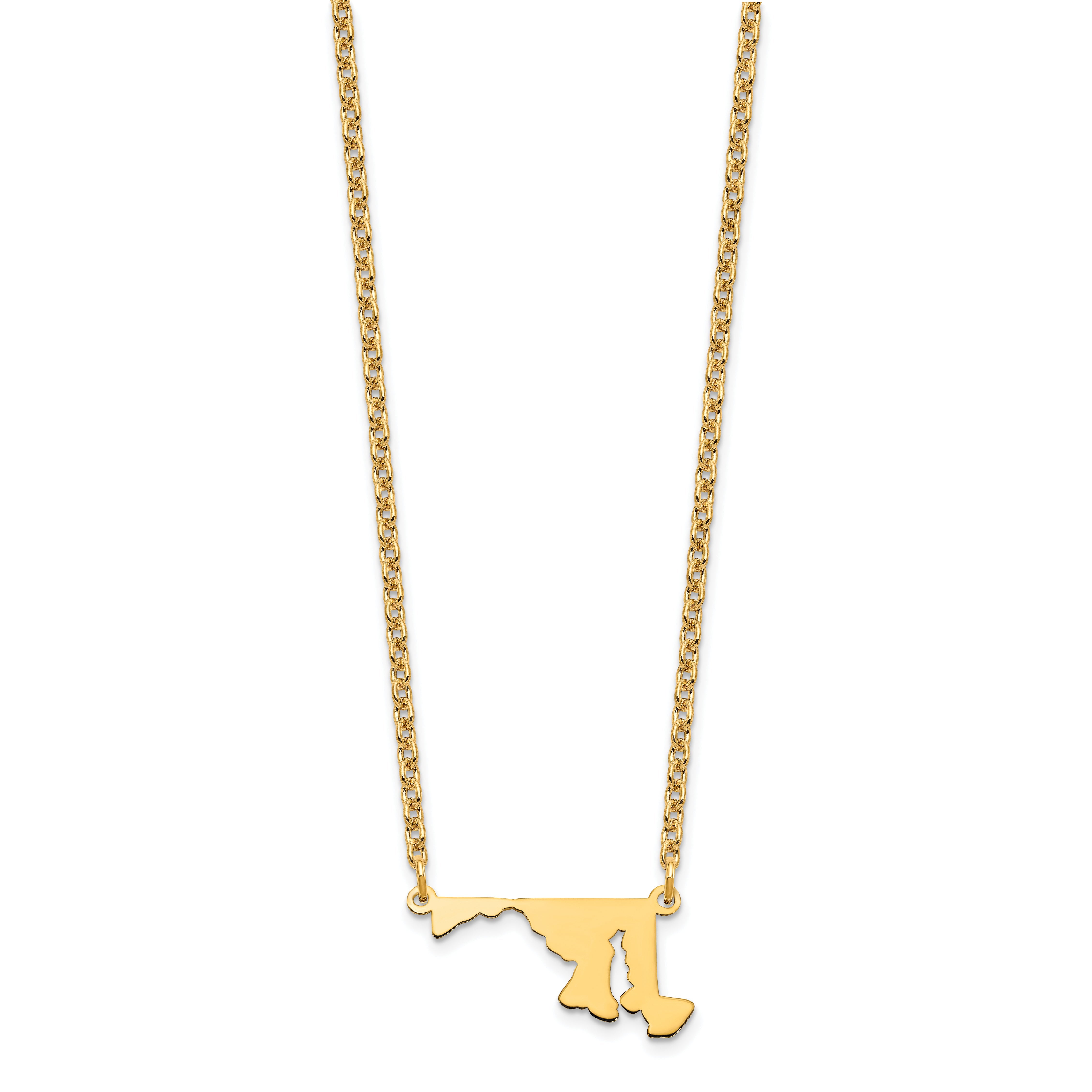 Gold Plated Sterling Silver/Gold Maryland State Necklace