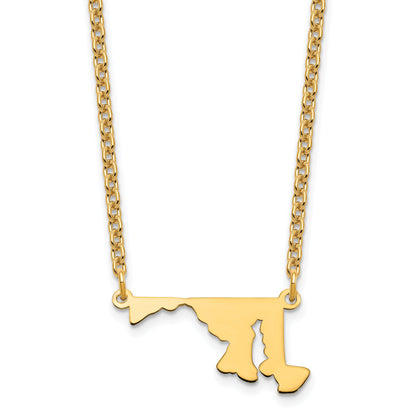 Gold Plated Sterling Silver/Gold Maryland State Necklace
