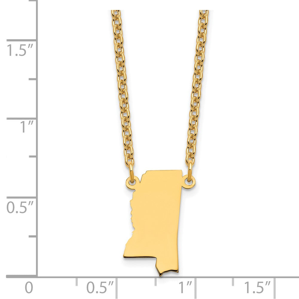 Gold Plated Sterling Silver/Gold Mississippi State Necklace