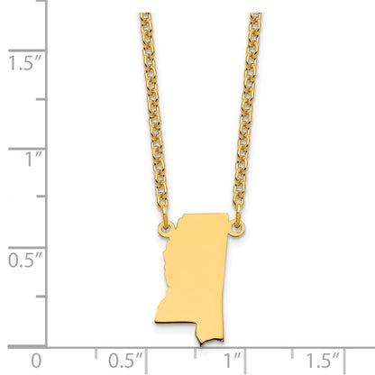Gold Plated Sterling Silver/Gold Mississippi State Necklace
