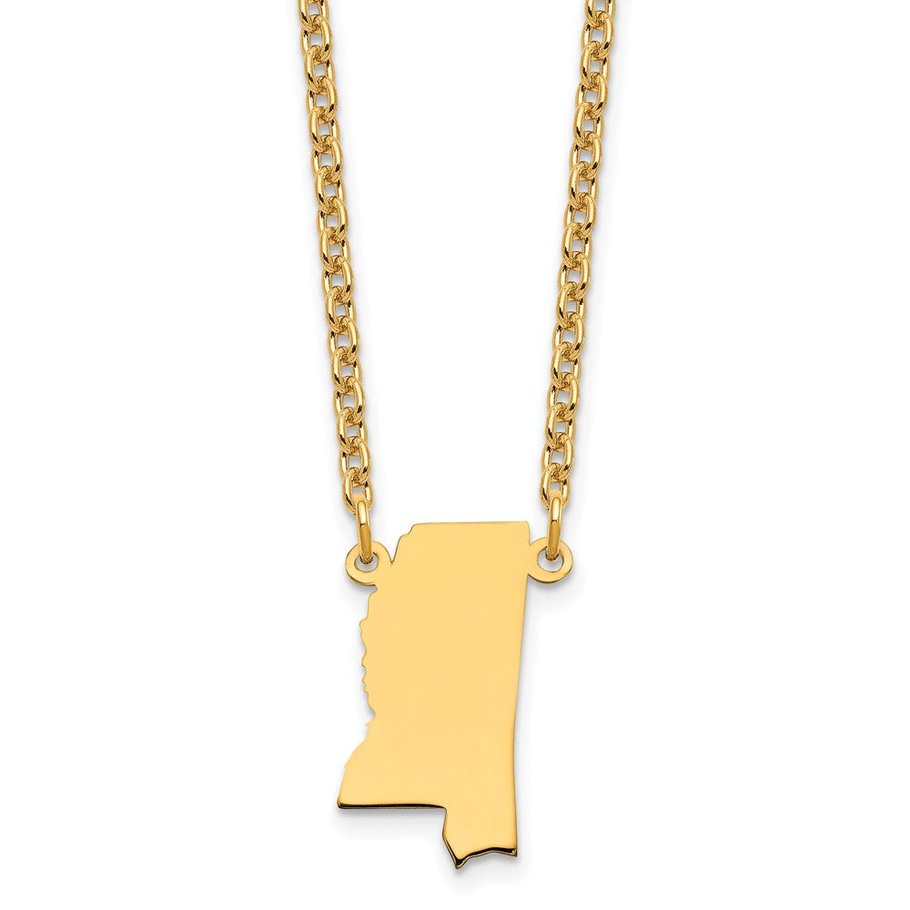 Gold Plated Sterling Silver/Gold Mississippi State Necklace