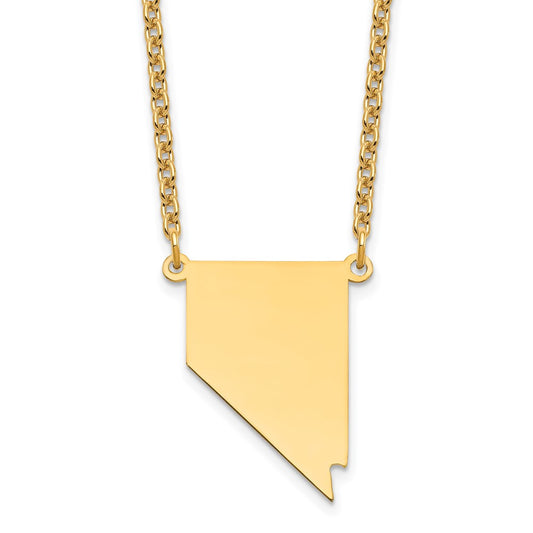 Gold Plated Sterling Silver/Gold Nevada State Necklace