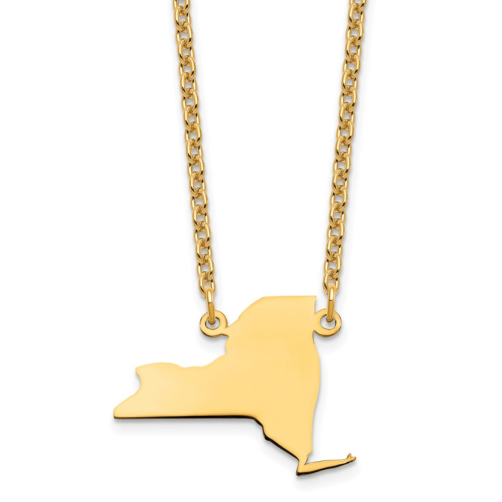 Gold Plated Sterling Silver/Gold New York State Necklace