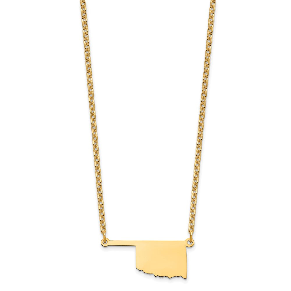 Gold Plated Sterling Silver/Gold Oklahoma State Necklace