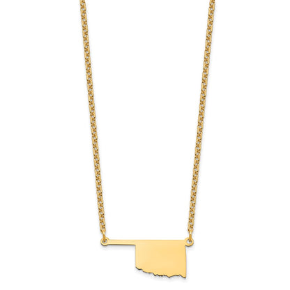 Gold Plated Sterling Silver/Gold Oklahoma State Necklace