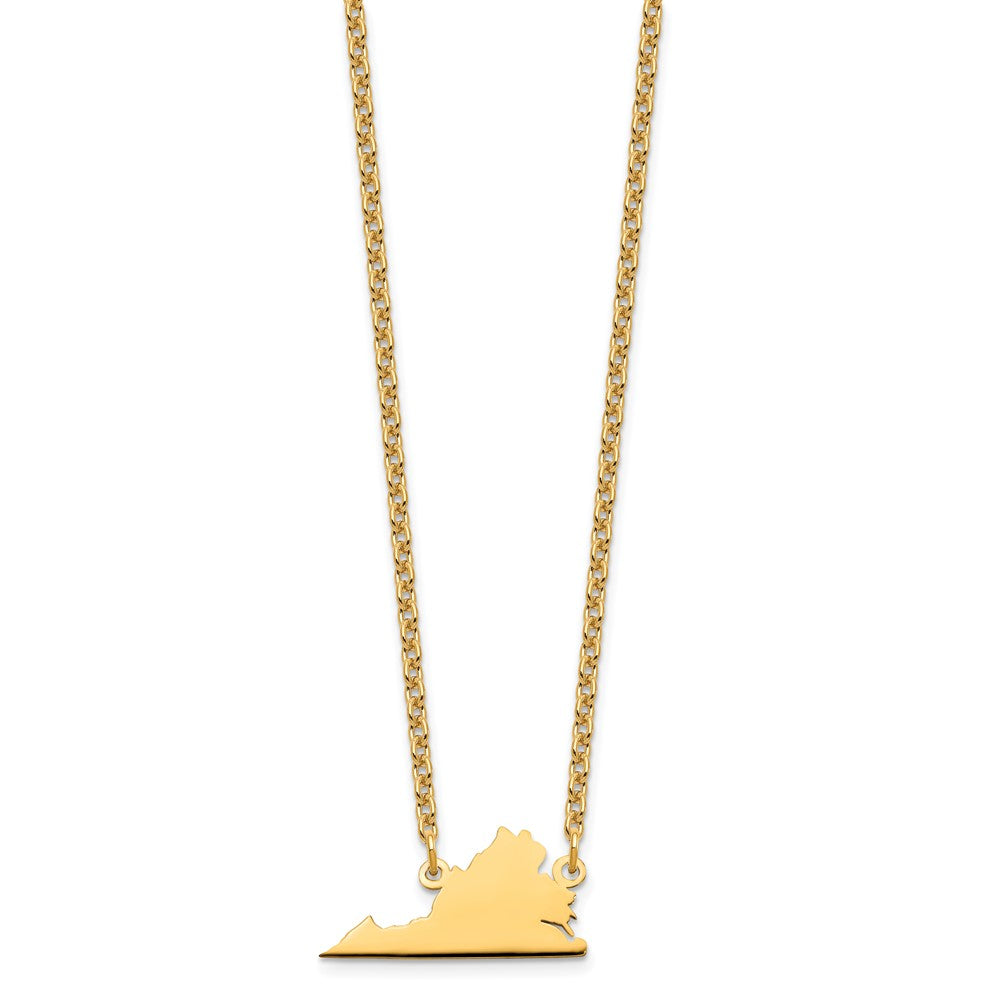 Gold Plated Sterling Silver/Gold Virginia State Necklace